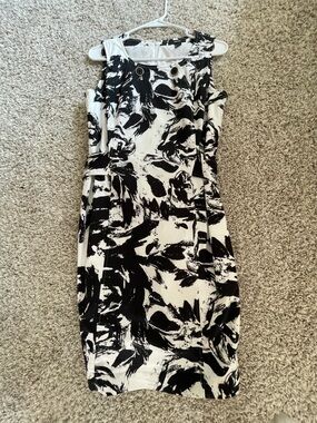 Alfani Black & White Abstract Print Midi Dress